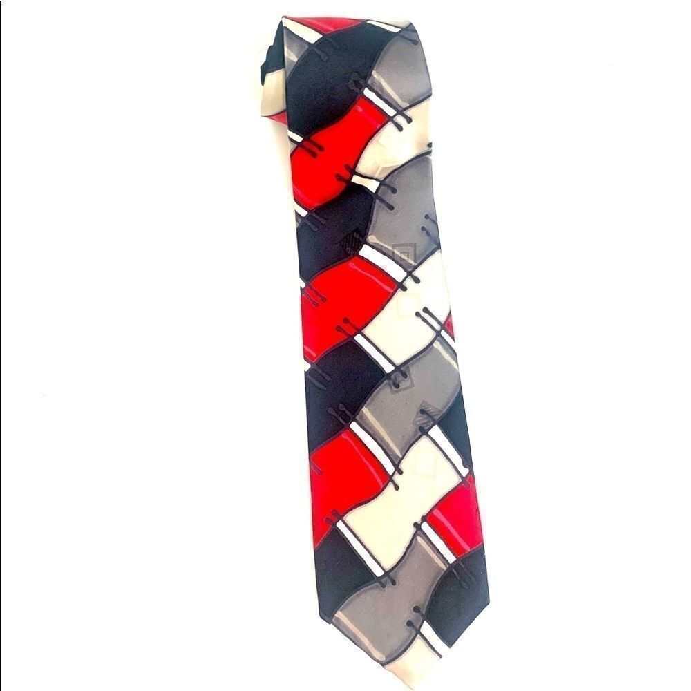 Robert Daskal Vintage Hand-Painted Retro Mod Silk Tie